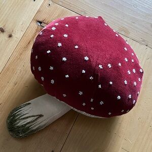Charming Red Mushroom Accent Pillow